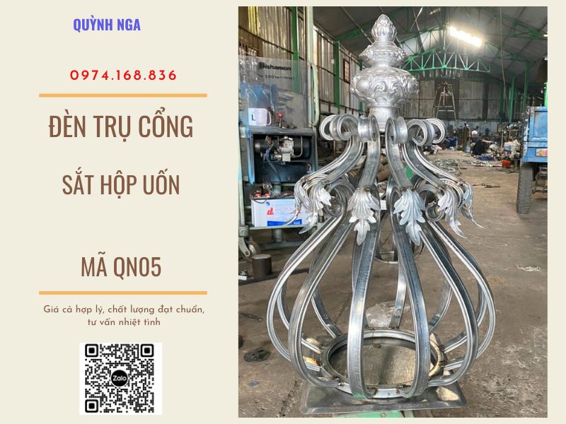 Mẫu đèn trụ cổng giá rẻ sắt hộp cho anh em thợ