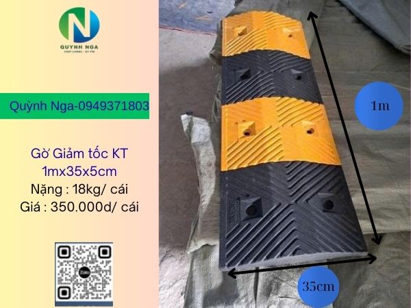 Kích thước gờ giảm tốc cao su 1mx35x5cm