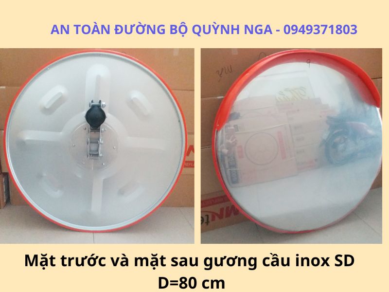 Hình ảnh mặt trước và mặt sau của Gương Cầu Inox D80SD