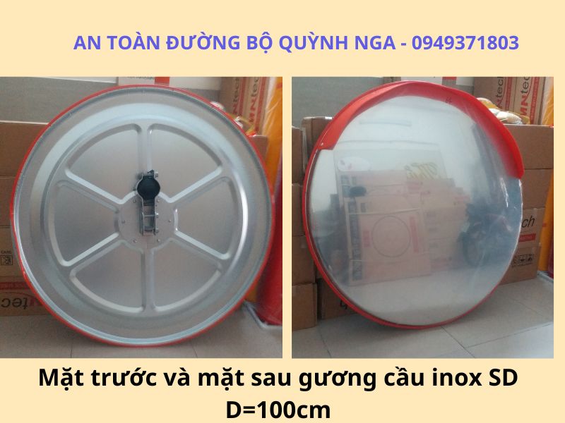 Hình ảnh mặt trước và mặt sau của Gương Cầu Inox D100SD