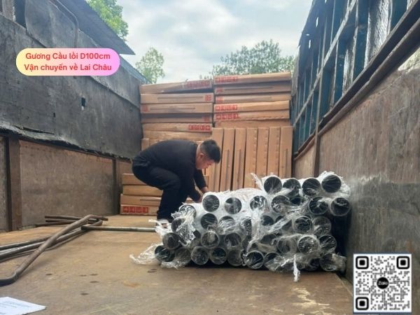 Vận chuyển giao hàng Gương cầu D1000 cùng cột đỡ về Lai Châu T12/2025 Vận chuyển giao hàng Gương cầu D1000 cùng cột đỡ về Lai Châu T12/2025