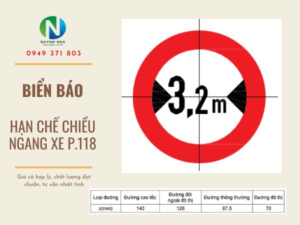 Biển báo hạn chế chiều ngang xe P.118