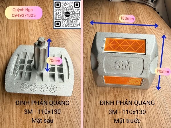 Kích thước đinh 3M - 110x130 mặt trước và mặt sau