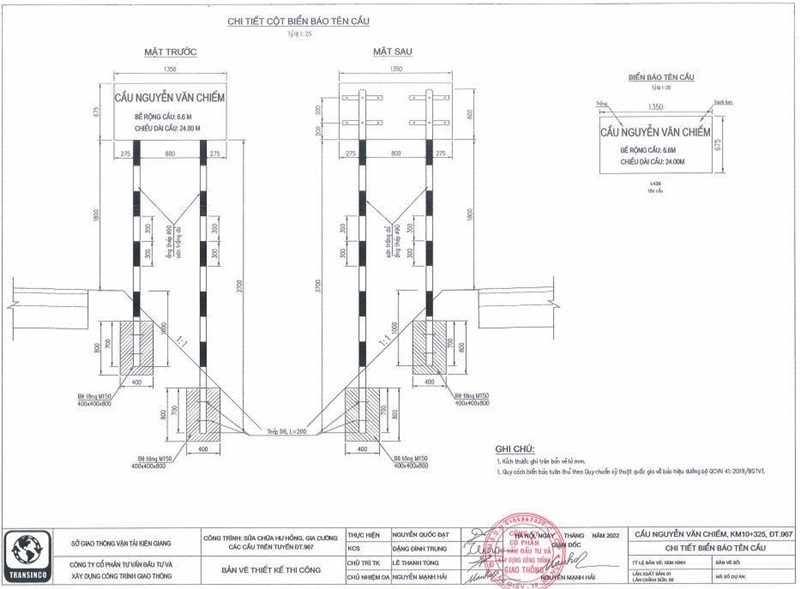 Bản vẽ Biển báo tên cầu I439