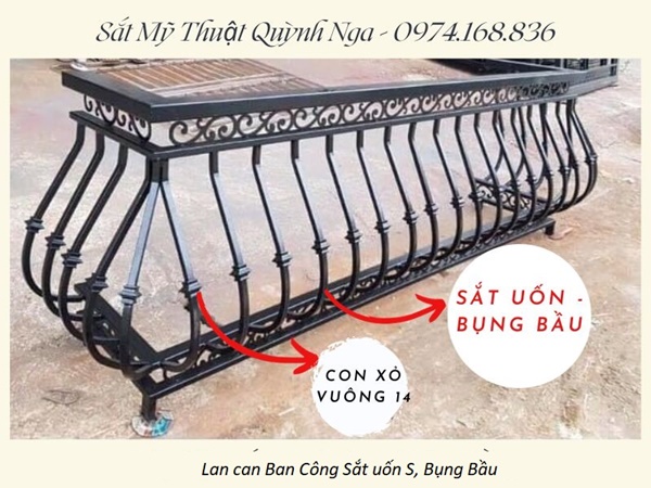 Lan can sắt uốn