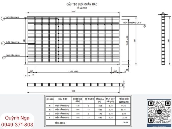 Bản vẽ lưới chắn rác
