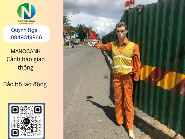 Manocanh cảnh báo giao thông được lắp đặt tại công trường thi công hạ tầng giao thông