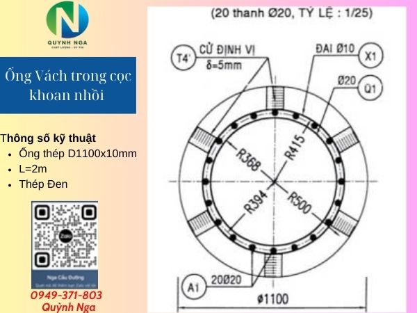 Bản vẽ chi tiết ống vách trong cọc khoan nhồi