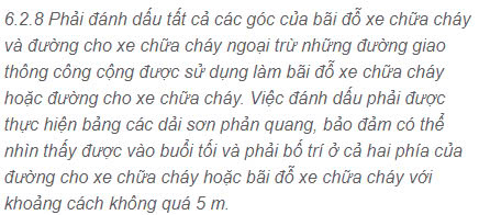 Quy định về Sơn bãi đỗ xe chữa cháy