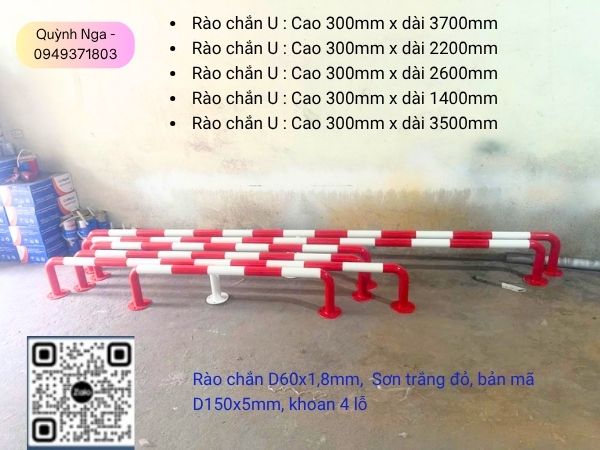 Rào chắn U - sơn trắng đỏ - Cung cấp công viên cây xanh - tại Hà Nội