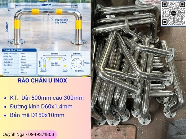 Rào chắn U bằng inox có dán phản quang - Ứng dụng phân luồng giao thông Rào chắn U bằng inox có dán phản quang - Ứng dụng phân luồng giao thông