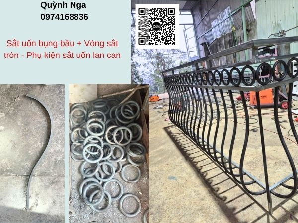 Lan can sắt uốn bụng bầu tại công trình tại Gia Lai