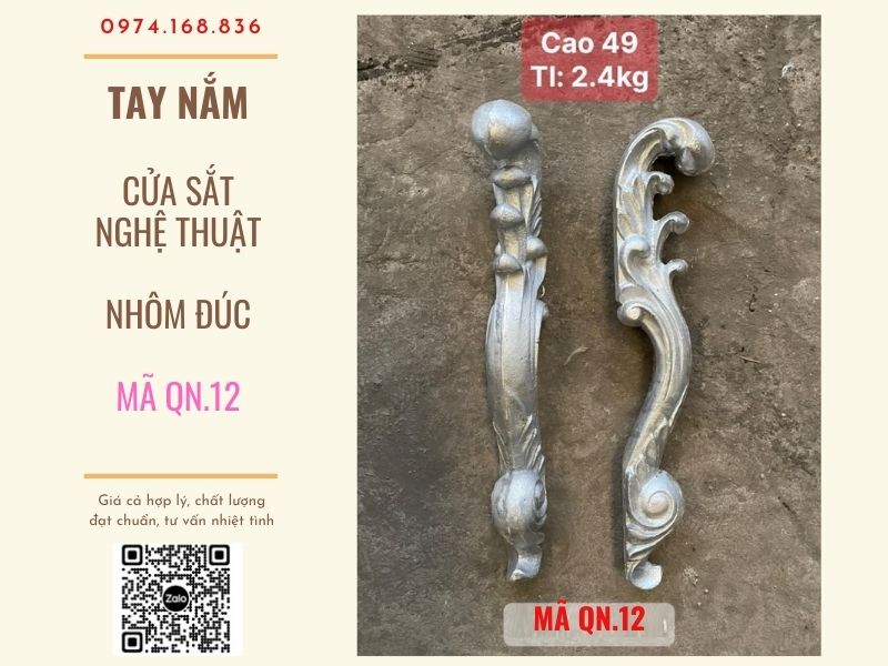 Tay nắm cửa sắt bằng  nhôm đúc QN12