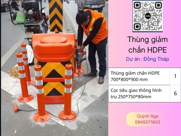 Thùng giảm chấn HDPE tại dự án Đồng Tháp T1/2026