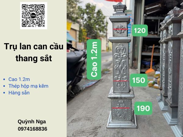 Cập nhật mẫu trụ lan cầu thang sắt hình vuông Năm 2026