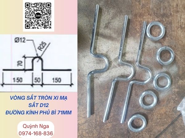 Vòng sắt tròn xi mạ Sắt Phi 12