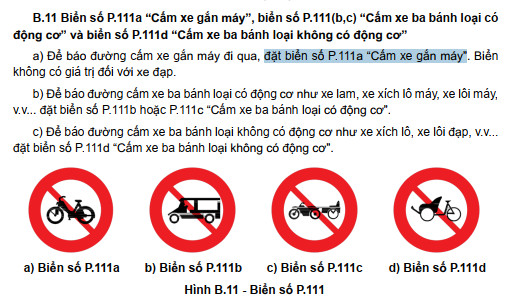 Ý nghĩa biển báo cấm xe gắn máy