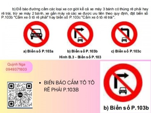 Biển Báo Cấm Ô Tô Rẽ Phải P.103b – Ý Nghĩa, Báo Giá Mới Nhất