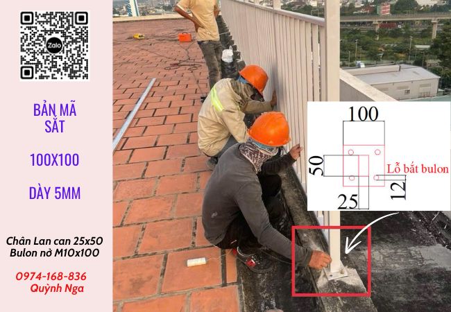 Ứng dụng bản mã 100x100x5mm trong thi công Lan can sắt hộp