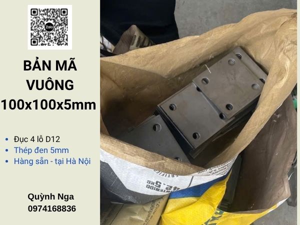 Bản mã vuông 100x100 bằng sắt dày 5mm - tại Hà Nội