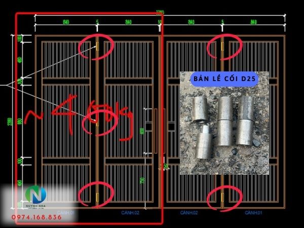 Bản vẽ bản lề cối