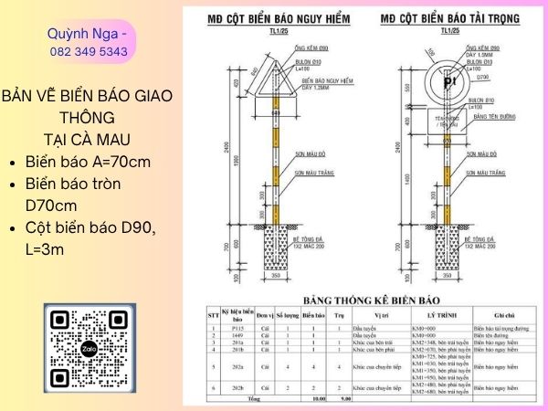 Bản vẽ Biển báo giao thông tại Cà Mau