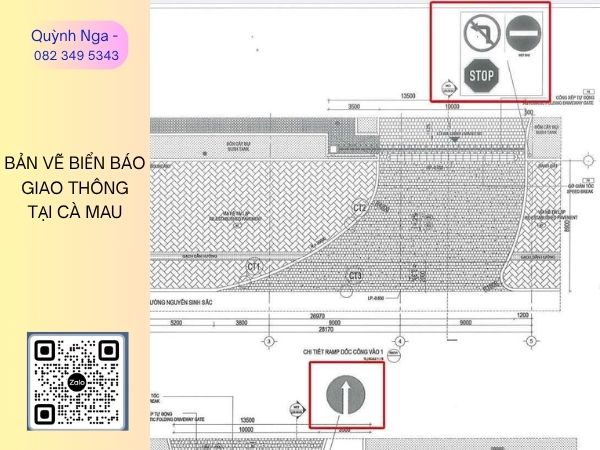 Bản vẽ Bình đồ bố trí Biển báo giao thông