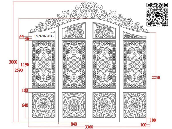 bản vẽ Cổng sắt CNC bằng autocad