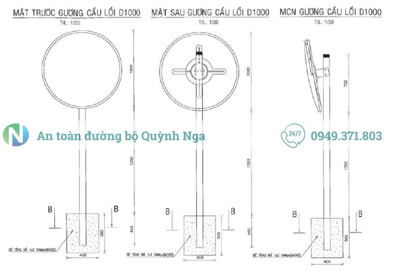 Bản vẽ gương cầu lồi giao thông