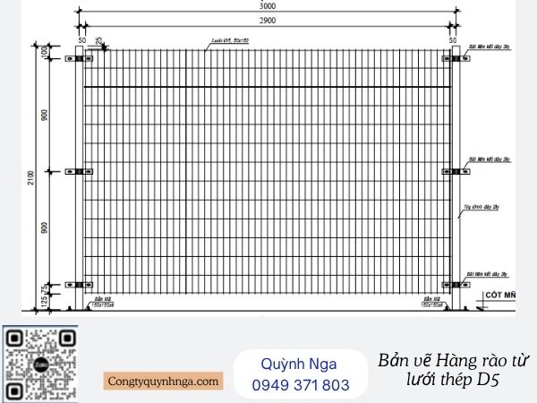 Bản vẽ Hàng rào lưới thép d5