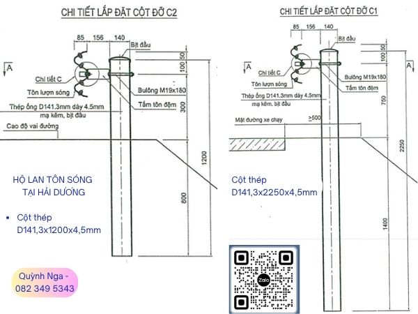 Bản vẽ Cột Hộ Lan Tại Hải Dương