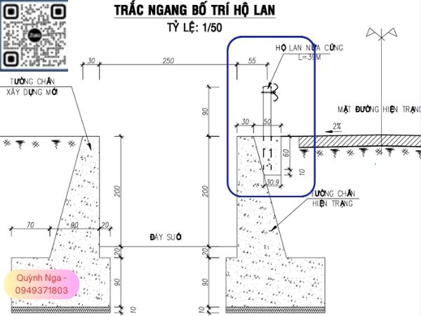 Bản vẽ cột hộ lan tại dự án Bình Thuận