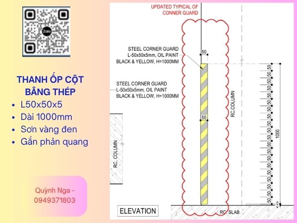 Bản vẽ thanh ốp cột bằng thép L50x50x5 dài 1000mm Bản vẽ thanh ốp cột bằng thép L50x50x5 dài 1000mm