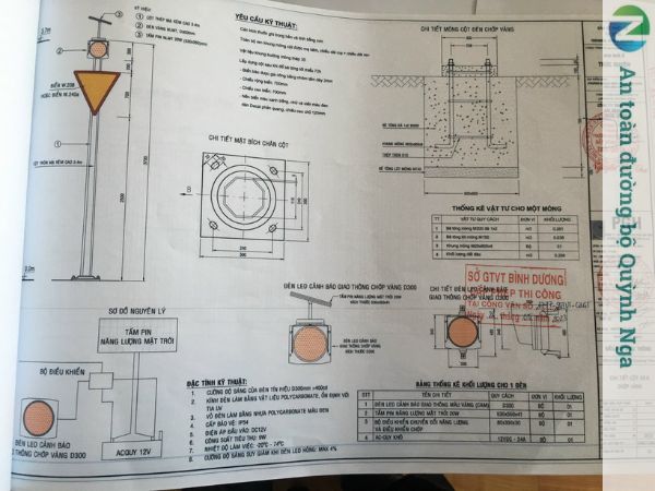 Bản vẽ thi công đèn chớp vàng cảnh báo giao thông