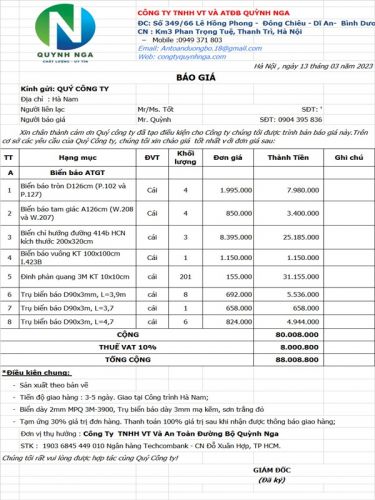 Báo Giá Vật Liệu Biển Báo Giao Thông Đường Bộ Mới Nhất Năm 2024