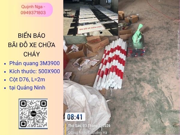 Biển báo bãi đỗ xe chữa cháy 500x900 tại Quảng Ninh T7/2026 Biển báo bãi đỗ xe chữa cháy 500x900 tại Quảng Ninh T7/2026