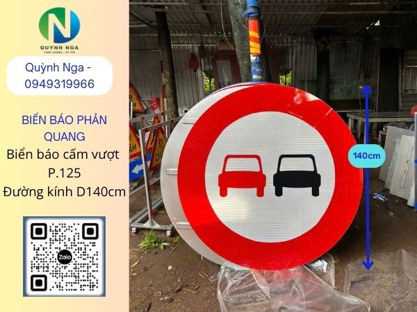 Biển báo cấm vượt P.125 đường kính D140cm dành cho đường cao tốc