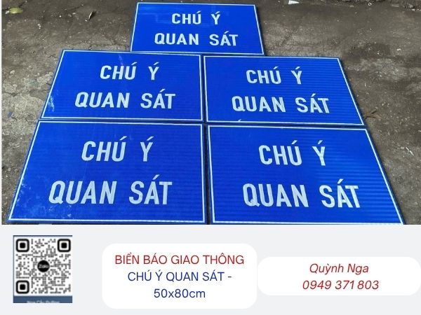 Biển báo CHÚ Ý QUAN SÁT kích thước 50x80cm