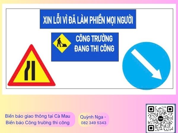 Biển báo công trường thi công tại dự án huyện Năm Căn, Cà Mau