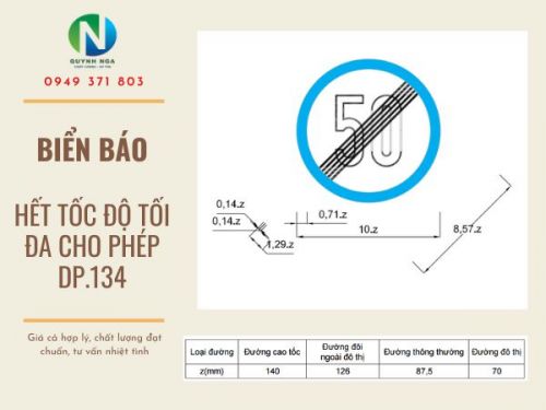 Biển Báo Hết Hạn Chế Tốc Độ Tối Đa Cho Phép DP.134