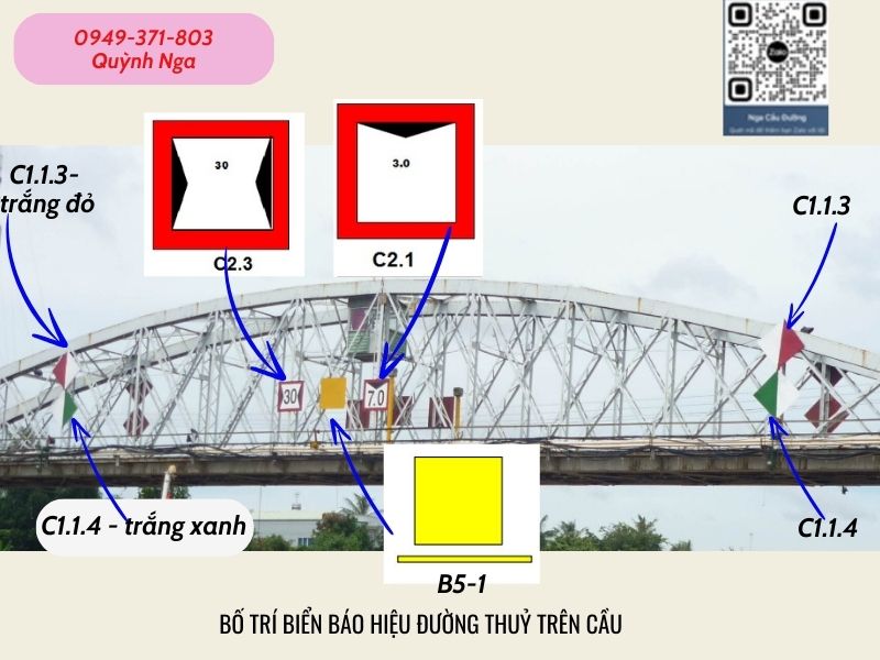 Bố trí Biển báo giao thông đường thuỷ Trên cầu