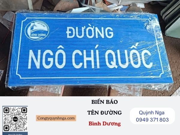 Biển báo tên đường có in logo tại Bình Dương - KT 70x45cm
