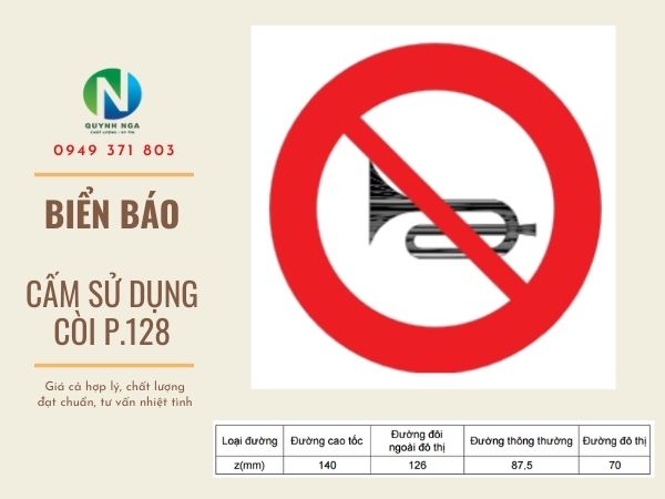 Biển Báo Cấm Sử Dụng Còi P.128 - Ý Nghĩa Và Kích Thước