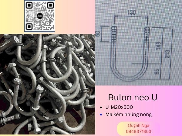 Bulon neo U20 mạ kẽm nhúng nóng Bulon neo U20 mạ kẽm nhúng nóng