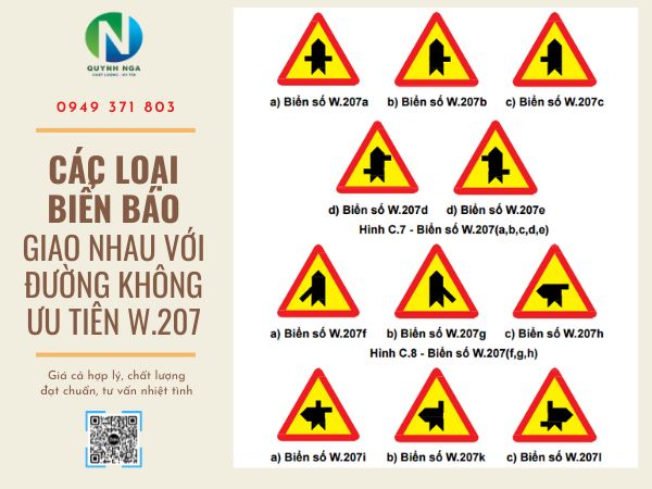 Các loại biển báo giao nhau với đường không ưu tiên