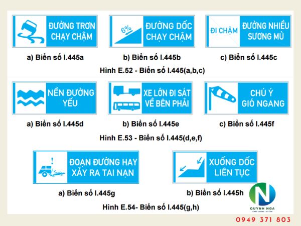 Các loại Biển báo kiểu mô tả tình trạng đường I.445