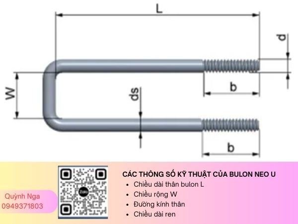 Cấu tạo và hình dạng của bulon neo U Cấu tạo và hình dạng của bulon neo U