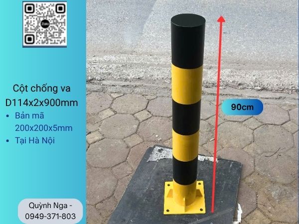 Cột chống va D114 dày 2mm, cao 900mm tại dự án ở Hà Nội Cột chống va D114 dày 2mm, cao 900mm tại dự án ở Hà Nội