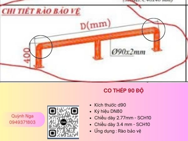 Co thép D90 ứng dụng trong hạng mục rào bản về