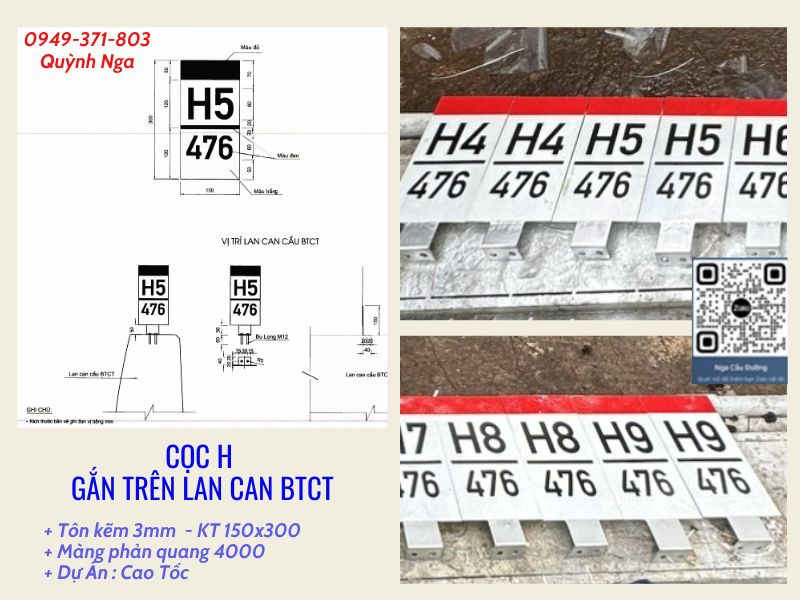 Cọc H gắn trên Lan can BTCT dự Án Cao Tốc